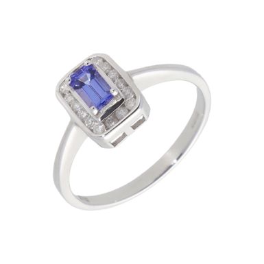 New 9ct White Gold Tanzanite & Diamond Cluster Dress Ring