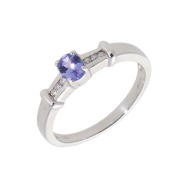 New 9ct White Gold Tanzanite & Diamond Dress Ring