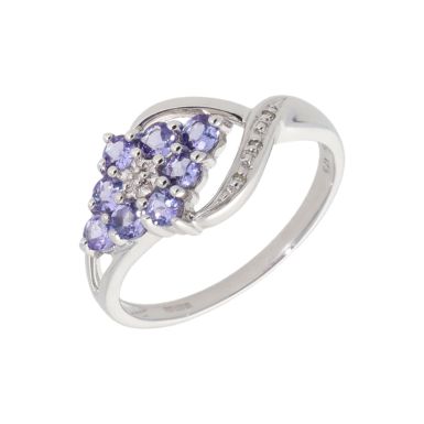New 9ct White Gold Tanzanite & Diamond Dress Ring