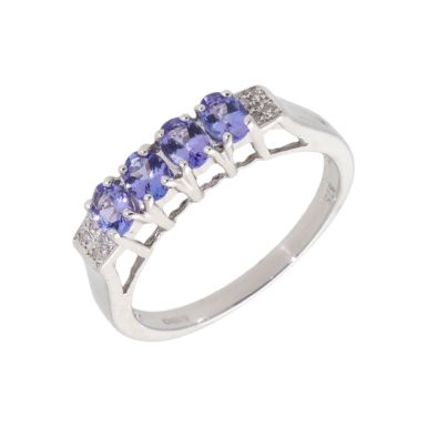 New 9ct White Gold Tanzanite & Diamond Dress Ring
