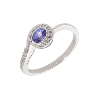 New 9ct White Gold Tanzanite & Diamond Dress Ring