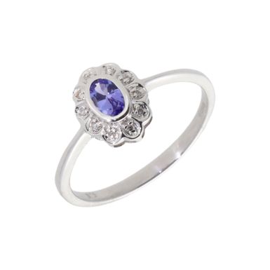 New 9ct White Gold Tanzanite & Diamond Dress Ring
