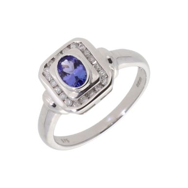 New 9ct White Gold Tanzanite & Diamond Dress Ring
