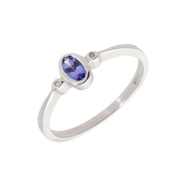 New 9ct White Gold Tanzanite & Diamond Dress Ring