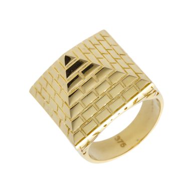 New 9ct Yellow Gold Mens Pyramid Ring