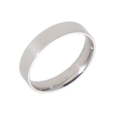New 9ct White Gold 4mm Flat Court Wedding Ring