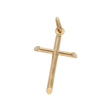 New 9ct Yellow Gold Plain Tube Cross Pendant
