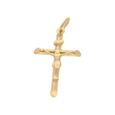 New 9ct Yellow Gold Tubular Crucifix Pendant