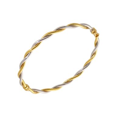New 9ct 2 Colour Gold Ladies Twist Pattern Hollow Bnagle