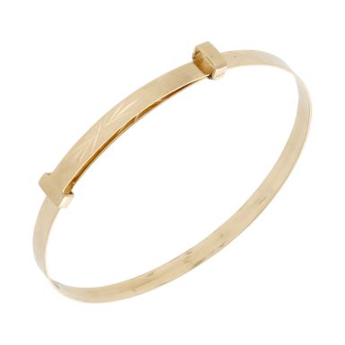New 9ct Yellow Gold Patterned Baby Expanding Bangle