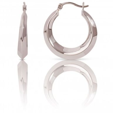 New Sterling Silver Polished Round Creole Hoop Earrings