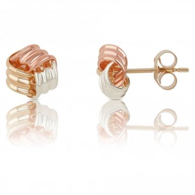 New 9ct 3 Colour Gold Knot Stud Earrings