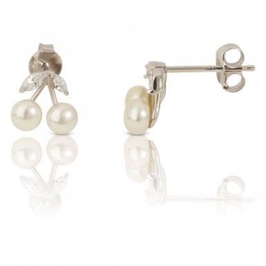 New Sterling Silver Fresh Water Pearl Cherry Stud Earrings