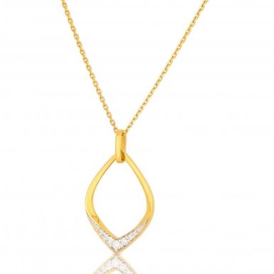 New 9ct Gold Diamond Open Loop Pendant & Chain Necklace