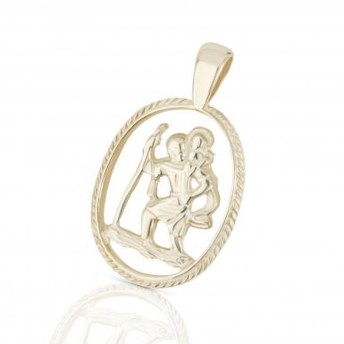 New Sterling Silver Cut Out Open St Christopher Pendant