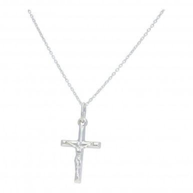 New Sterling Silver Crucifix Pendant & 18" Chain Necklace