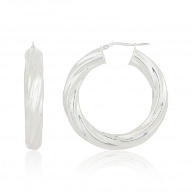 New Sterling Silver Twisted Design Hoop Creole Earrings
