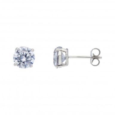 New Sterling Silver 7mm Cubic Zirconia Stud Earrings