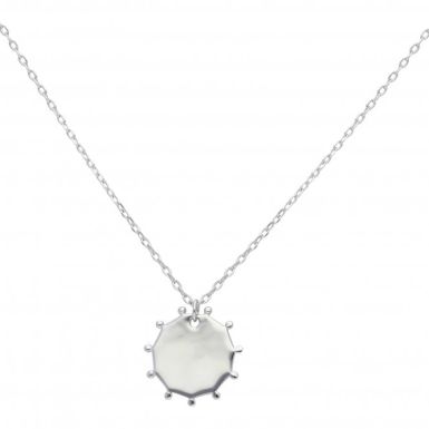 New Sterling Silver Spiked Disc Pendant & Chain Necklace