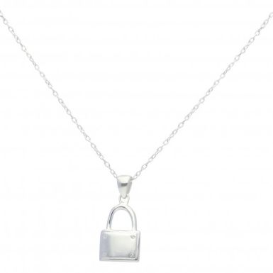 New Sterling Silver Padlock Pendant & Chain Necklace