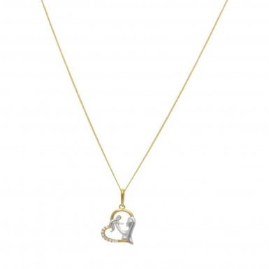New 9ct 2 Colour Gold Stone Set Mother & Child 18 Inch Necklace