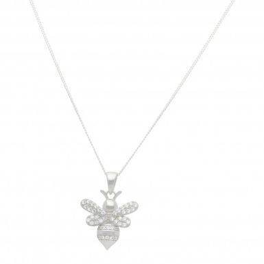 New Sterling Silver Cubic Zirconia Bee Pendant & Chain Necklace