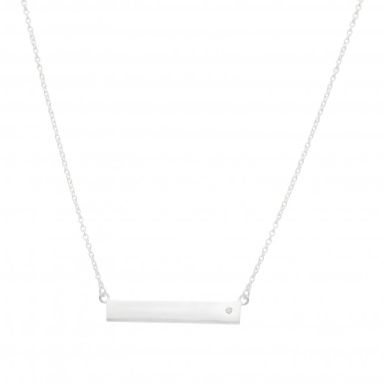 New Sterling Silver Cubic Zirconia Set Bar 18 Inch Necklace