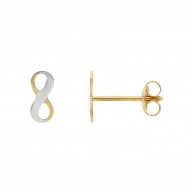 New 9ct Two Colour Gold Infinity Symbol Stud Earrings
