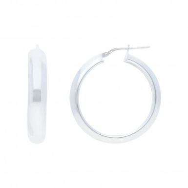 New Sterling Silver 25mm Polished Plain Hoop Earrings