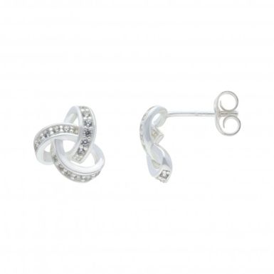 New Sterling Silcer Cubic Zirconia Knot Stud Earrings