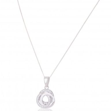 New Sterling Silver Cubic Zirconia Knot Pendant & Chain Necklace
