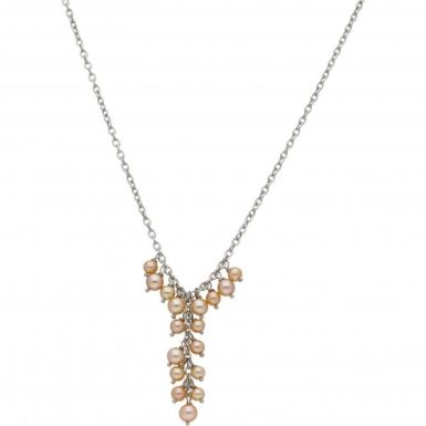 Pre-Owned 9ct White Gold Simulated Pearl Cluster Necklace