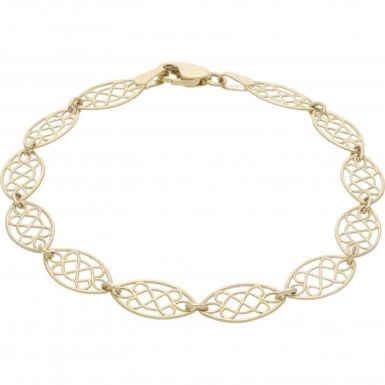 New 9ct Yellow Gold 7.5 Inch Celtic Link Ladies Bracelet