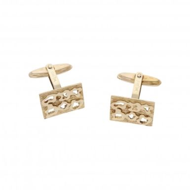 Pre-Owned 9ct Yellow Gold Cutout Patterned Cufflinks