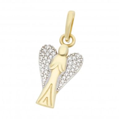 New 9ct Yellow Gold Cubic Zirconia Hollow Guardian Pendant