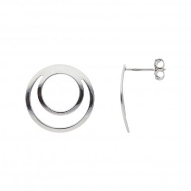 Pre-Owned 9ct White Gold Double Circle Stud Earrings