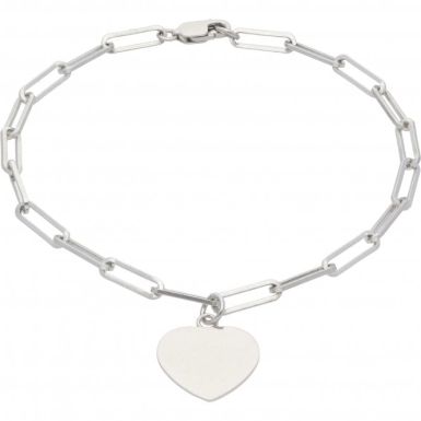 New Sterling Silver Paperclip Link Bracelet & Heart
