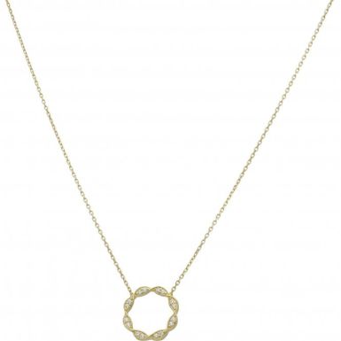 New 9ct Yellow Gold Cubic Zirconia Circle Adjustable Necklace