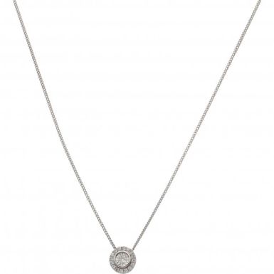 New 9ct White Gold 0.11ct Diamond Cluster Pendant & Necklace