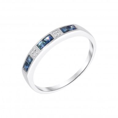 New 18ct White Gold Sapphire & Diamond Eternity Ring