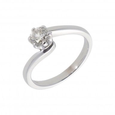 Pre-Owned 18ct White Gold 0.50ct Diamond Solitaire Twist Ring