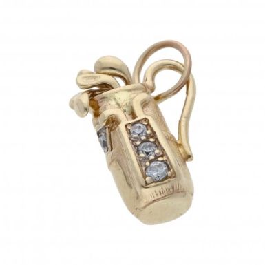 Pre-Owned 9ct Yellow Gold Gemstone Set Golf Clubs Charm