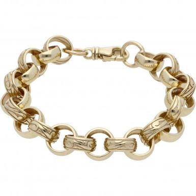 New 9ct Gold Heavy 9Inch Pattern & Polish Belcher Bracelet 1.2oz