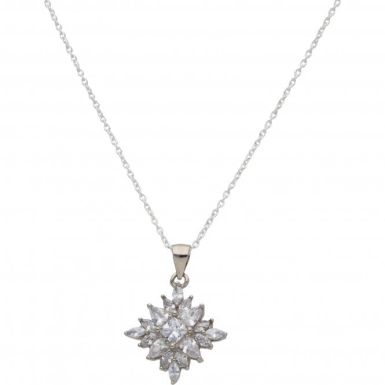 New Sterling Silver Cubic Zirconia Pendant & 18" Chain Necklace