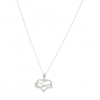 New Sterling Silver Infinity Heart Pendant & 18" Chain Necklace