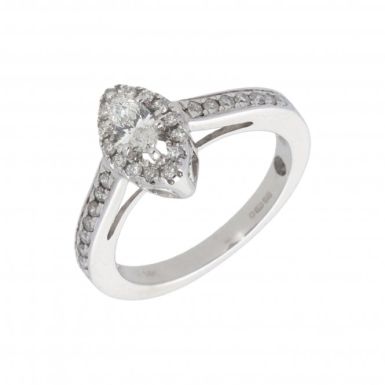 Pre-Owned 14ct White Gold Marquise Shaped Diamond Cluster Ring