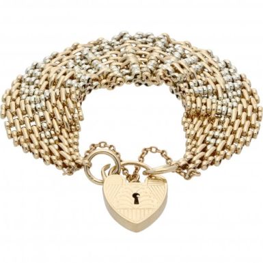 Pre-Owned 9ct Yellow & White Gold Fancy Patterned Gate Bracelet