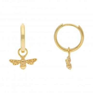 New Silver & Gold 12mm Huggie Hoops & Manchester Bee Charm Drop