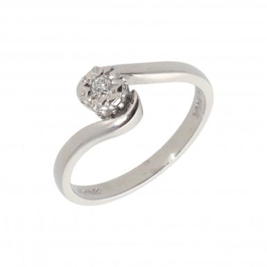 Pre-Owned 9ct Gold Illusion Set Diamond Solitaire Twist Ring