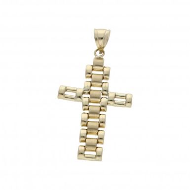 New 9ct Yellow Gold Rolex Style Cross Pendant